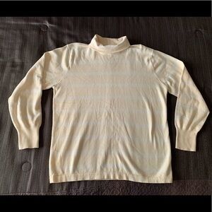 Club Monaco Classic Casual Basic Turtleneck Sweater Top Cotton Striped Yellow L